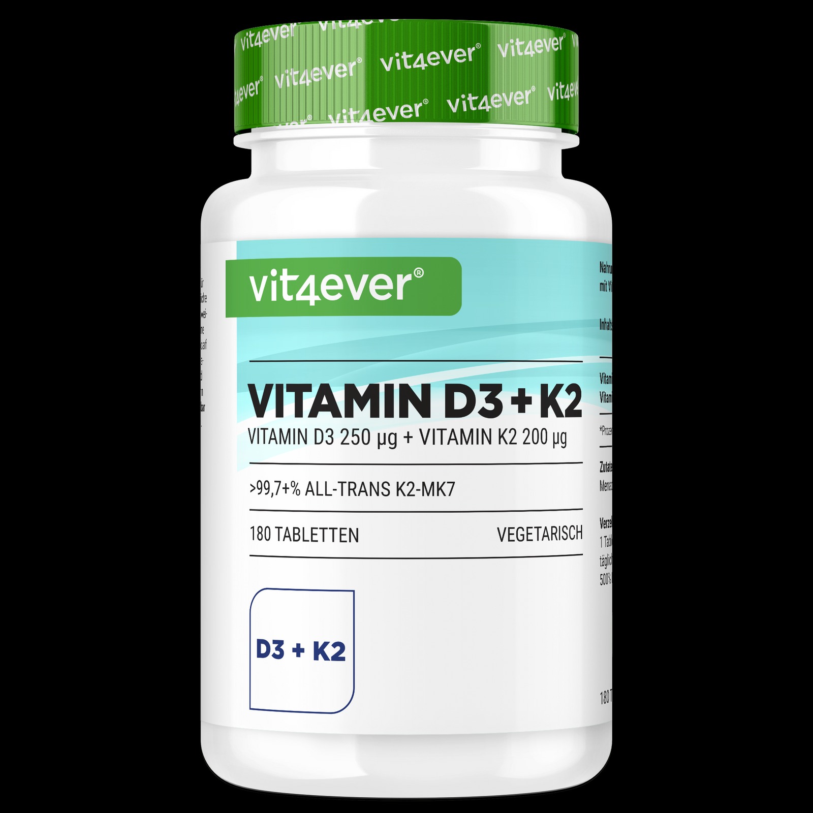 Vit4ever D3-vitamin 10 000 NE + K2-vitamin 200 mcg 180db.